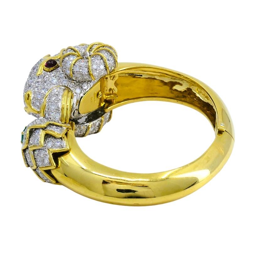 David Webb Kingdom Bracelet Ram Aris Or Platine Pierres précieuses Estate Jewelry en vente 5
