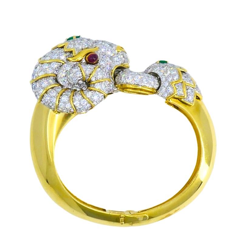 Taille mixte David Webb Kingdom Bracelet Ram Aris Or Platine Pierres précieuses Estate Jewelry en vente