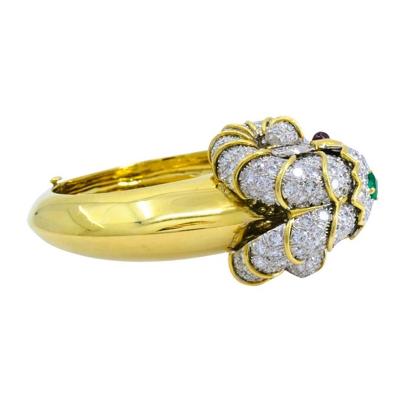 David Webb Kingdom Bracelet Ram Aris Or Platine Pierres précieuses Estate Jewelry en vente 4