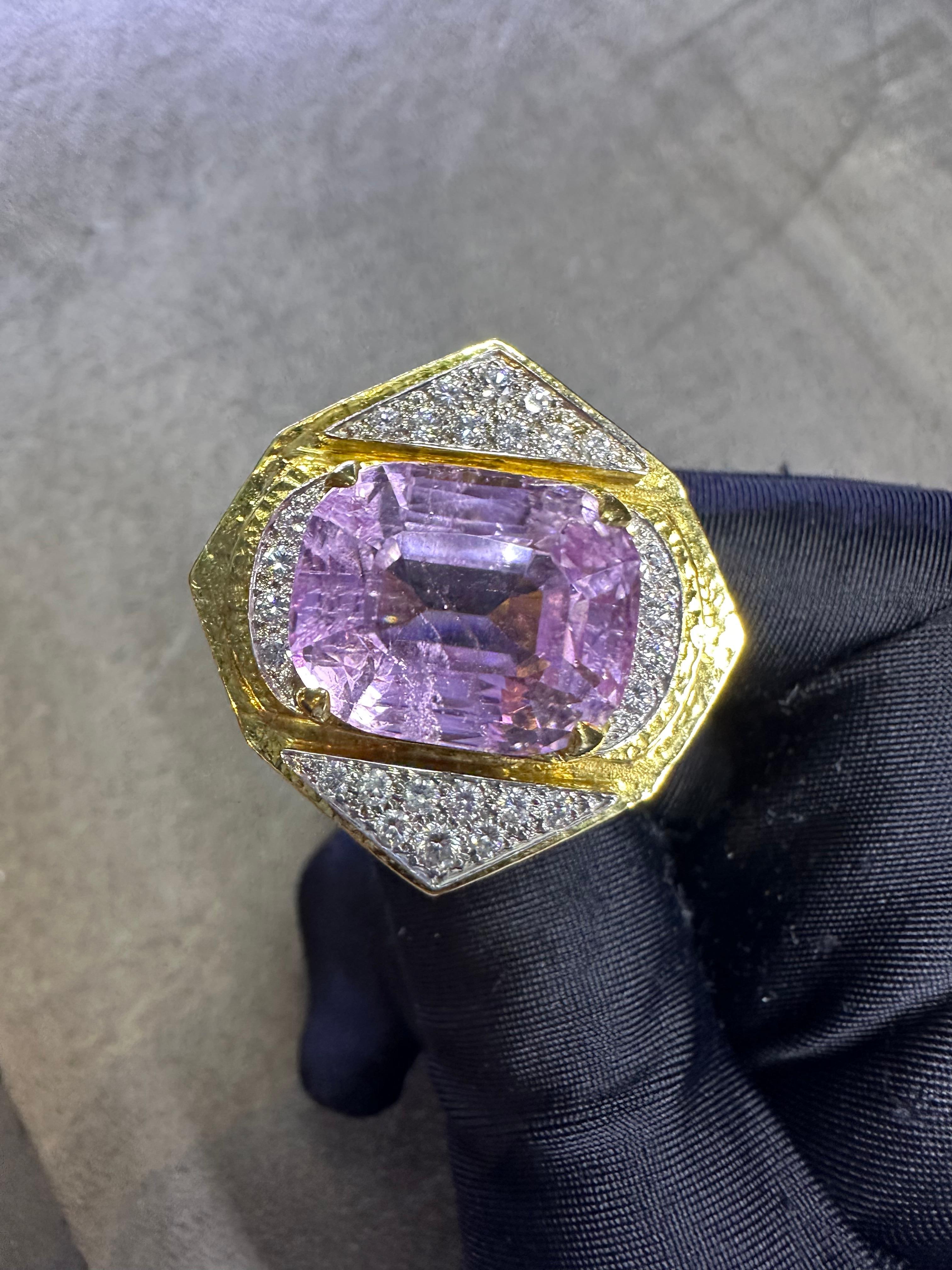 Mixed Cut David Webb Kunzite Ring