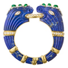 David Webb Lapis Emerald Diamond Chimera Bracelet