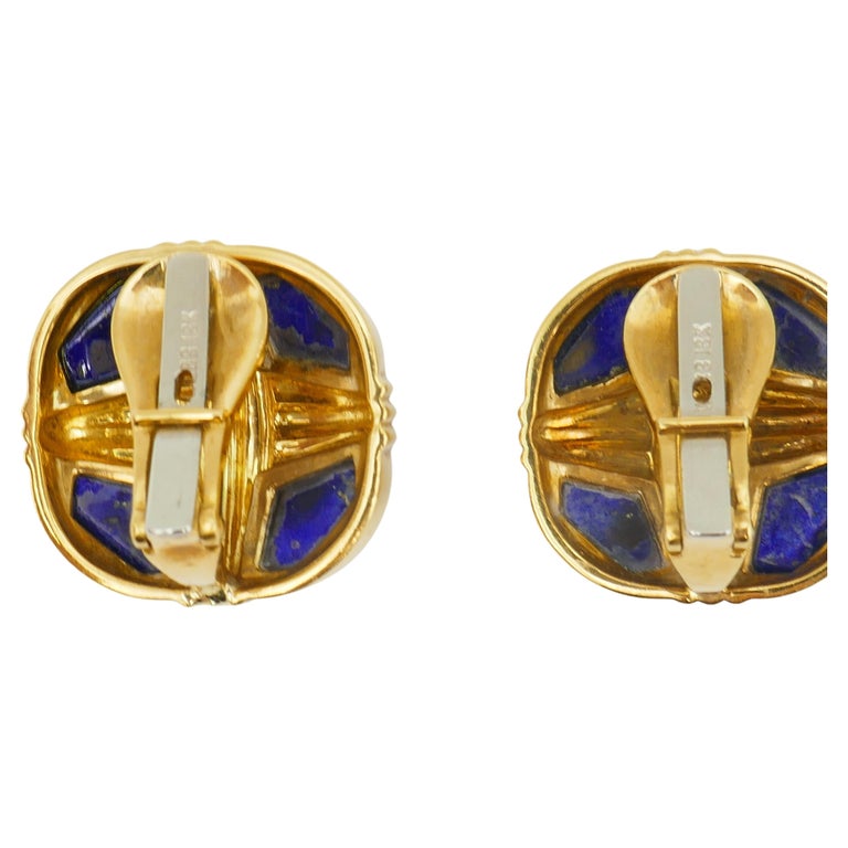 David Webb Lapis Gold Earrings In Excellent Condition For Sale In Beverly Hills, CA