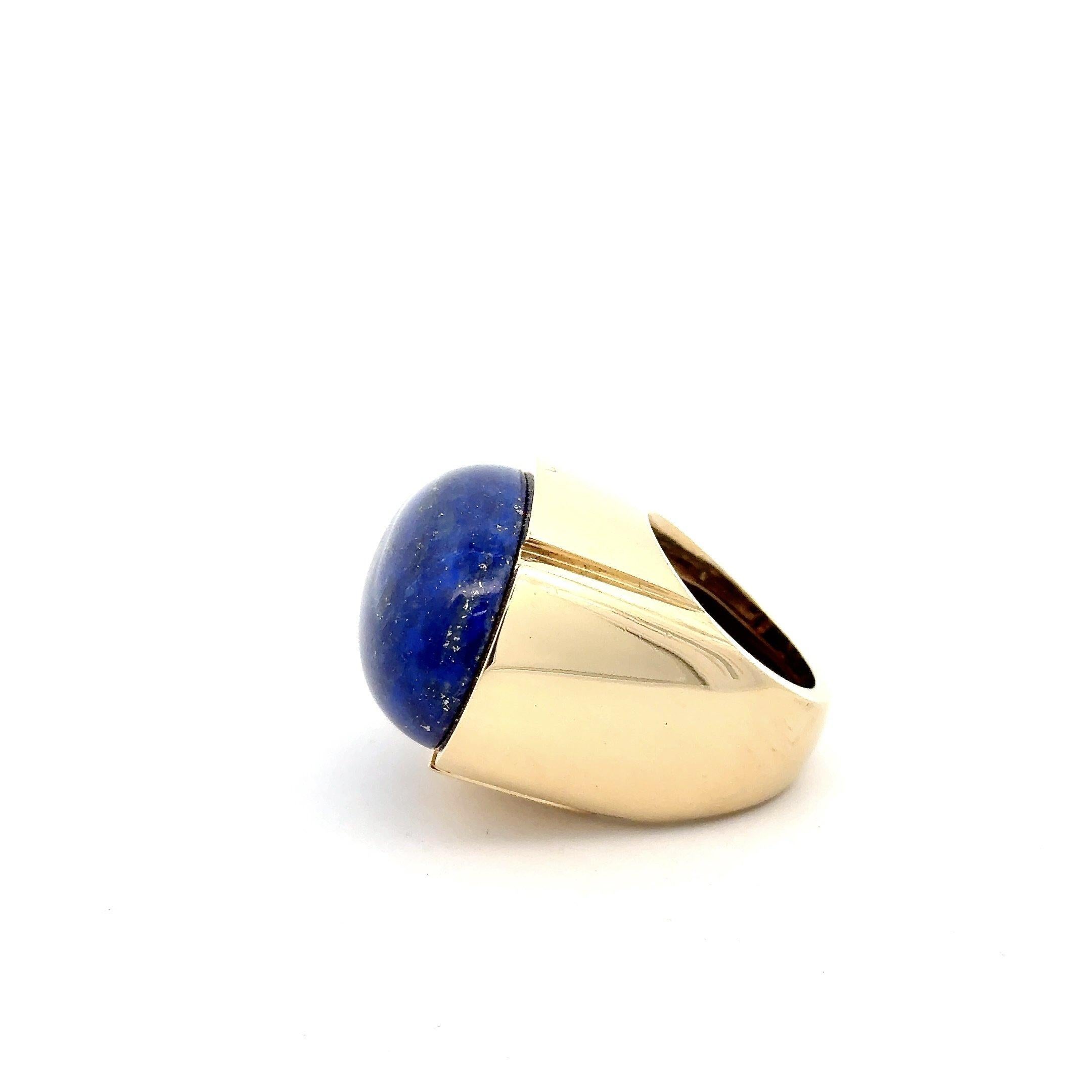 David Webb Lapis Lazuli 18KT Gold Vintage Ring with Pouch For Sale 4
