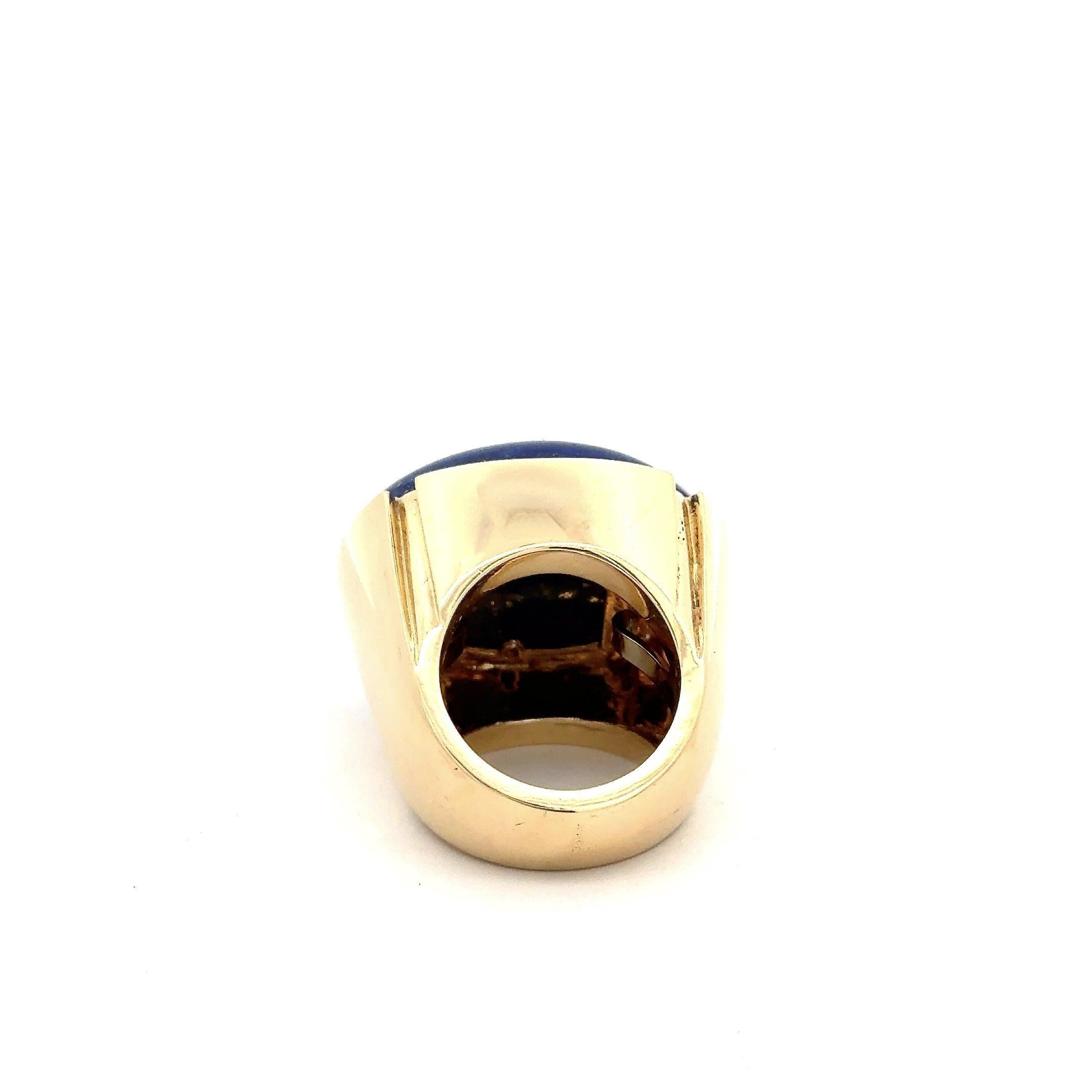 David Webb Lapis Lazuli 18KT Gold Vintage Ring with Pouch For Sale 5