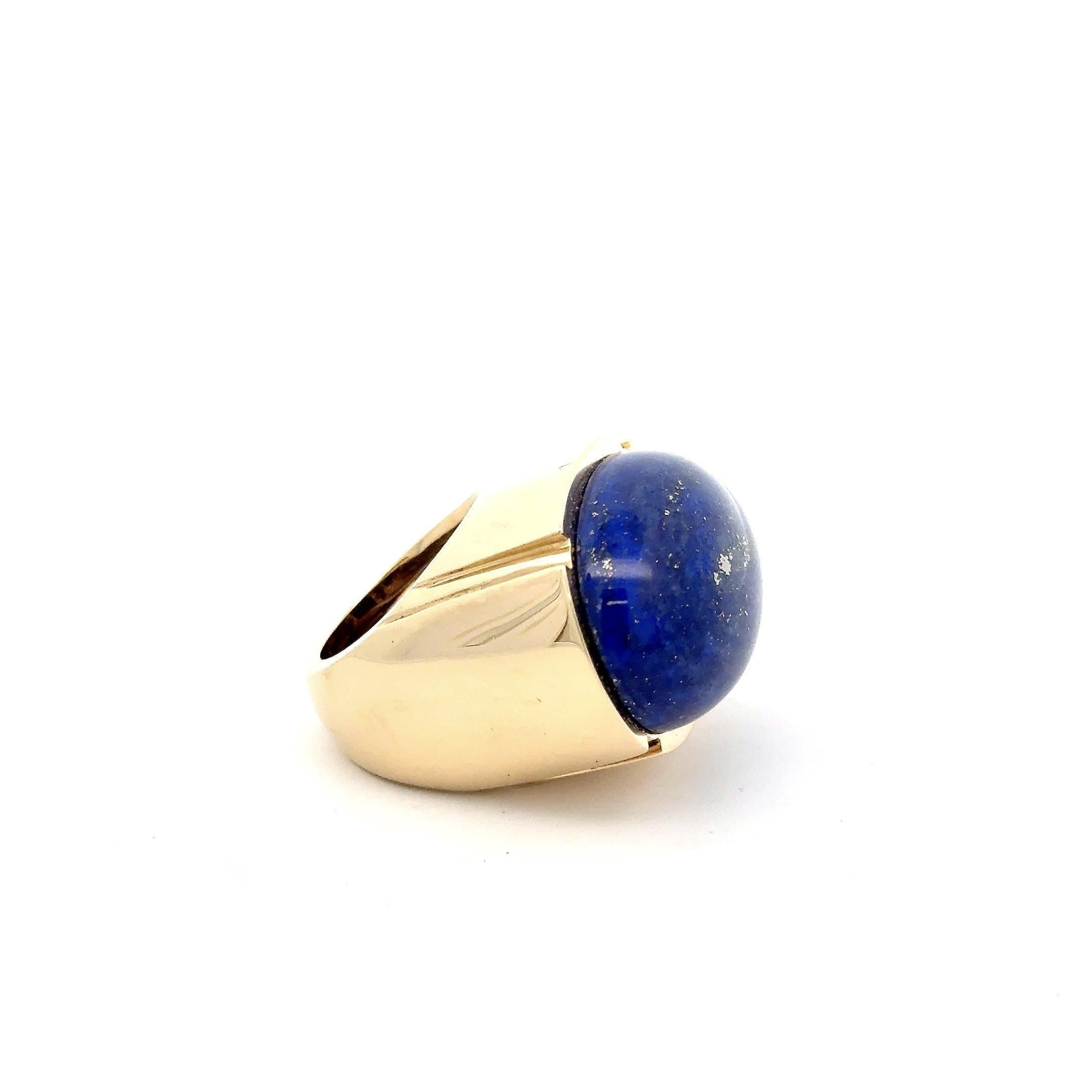 David Webb Lapis Lazuli 18KT Gold Vintage Ring with Pouch For Sale 6