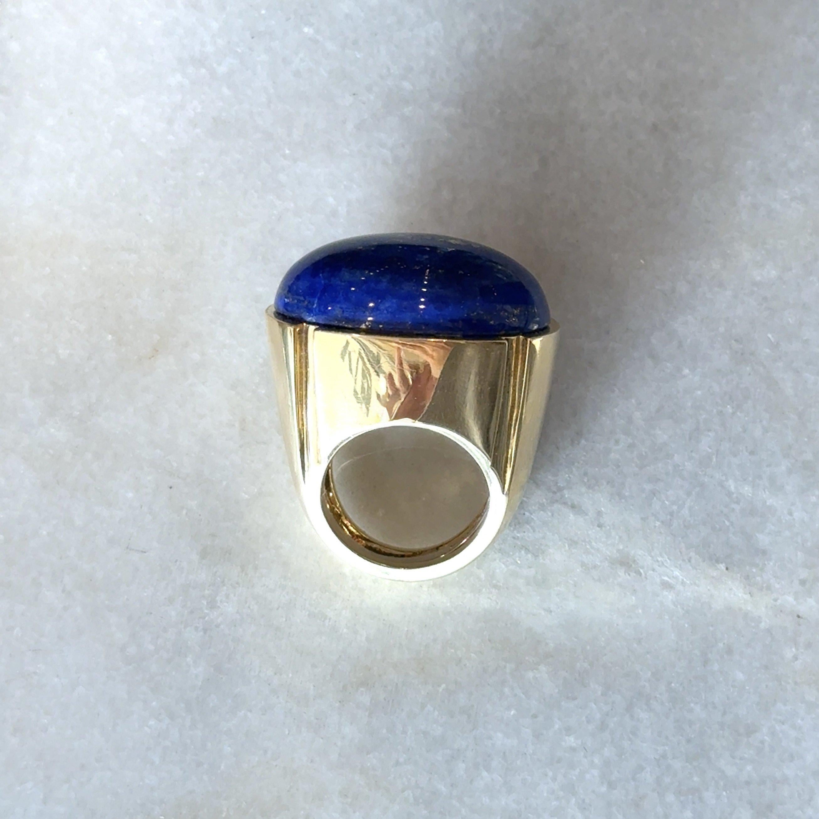 David Webb Lapis Lazuli 18KT Gold Vintage Ring with Pouch For Sale 7