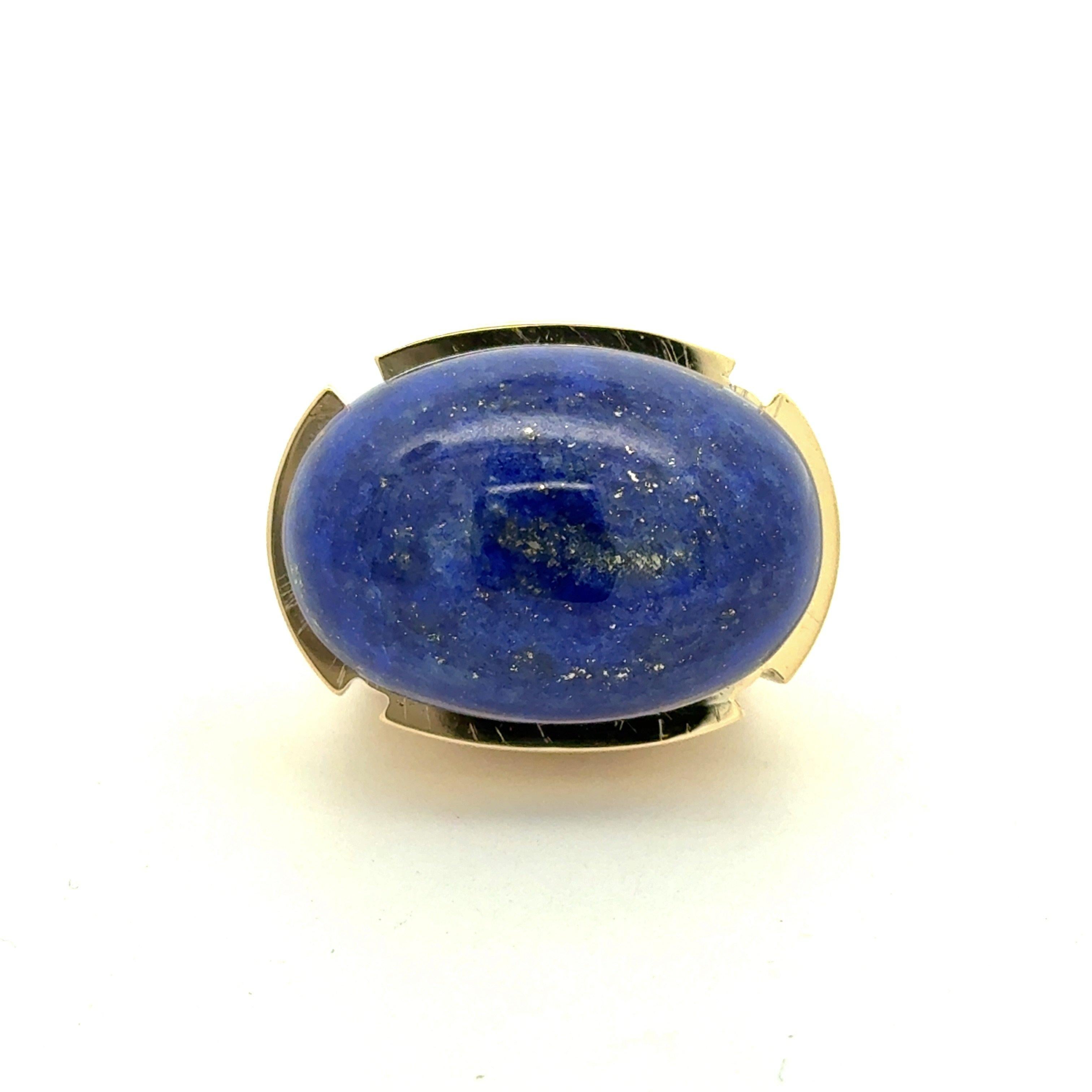David Webb Lapis Lazuli 18KT Gold Vintage Ring with Pouch For Sale 2
