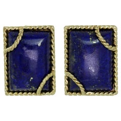 Vintage David Webb Lapis Lazuli Yellow Gold Clip-On Earrings