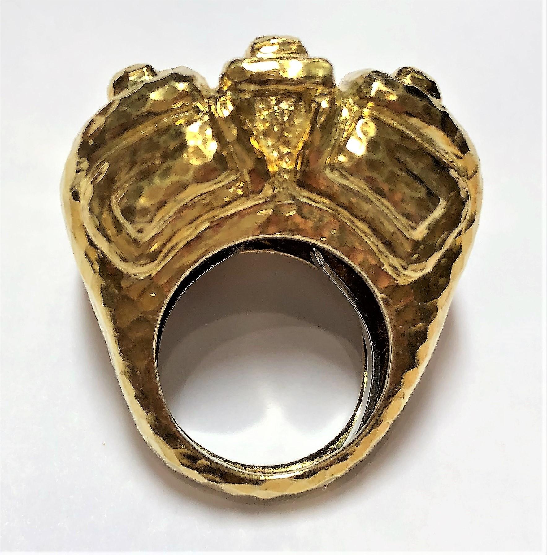 David Webb Large Hammered Gold Ring In Good Condition In Palm Beach, FL