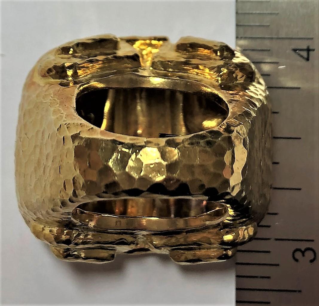 David Webb Large Hammered Gold Ring 1