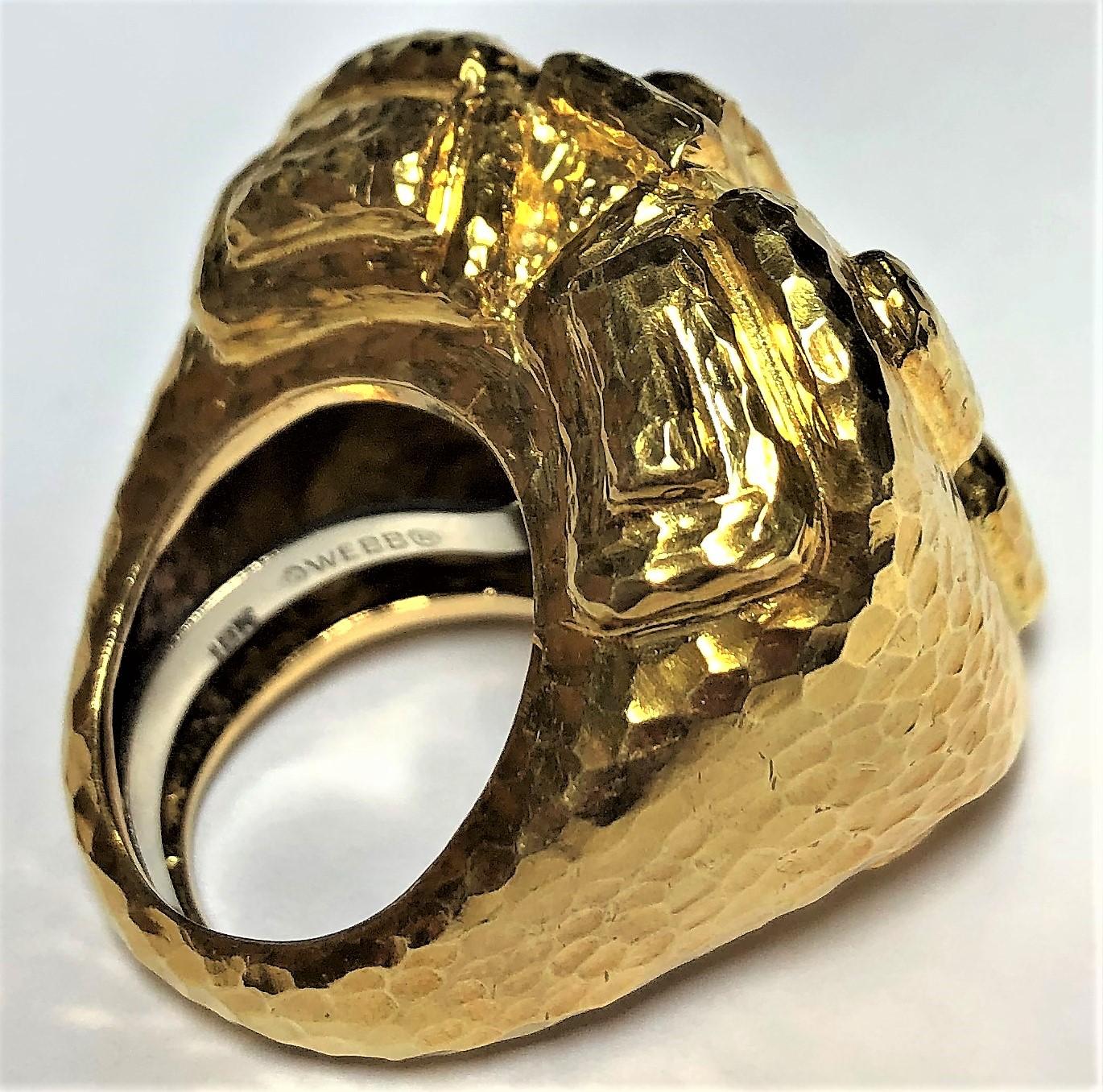 David Webb Large Hammered Gold Ring 2