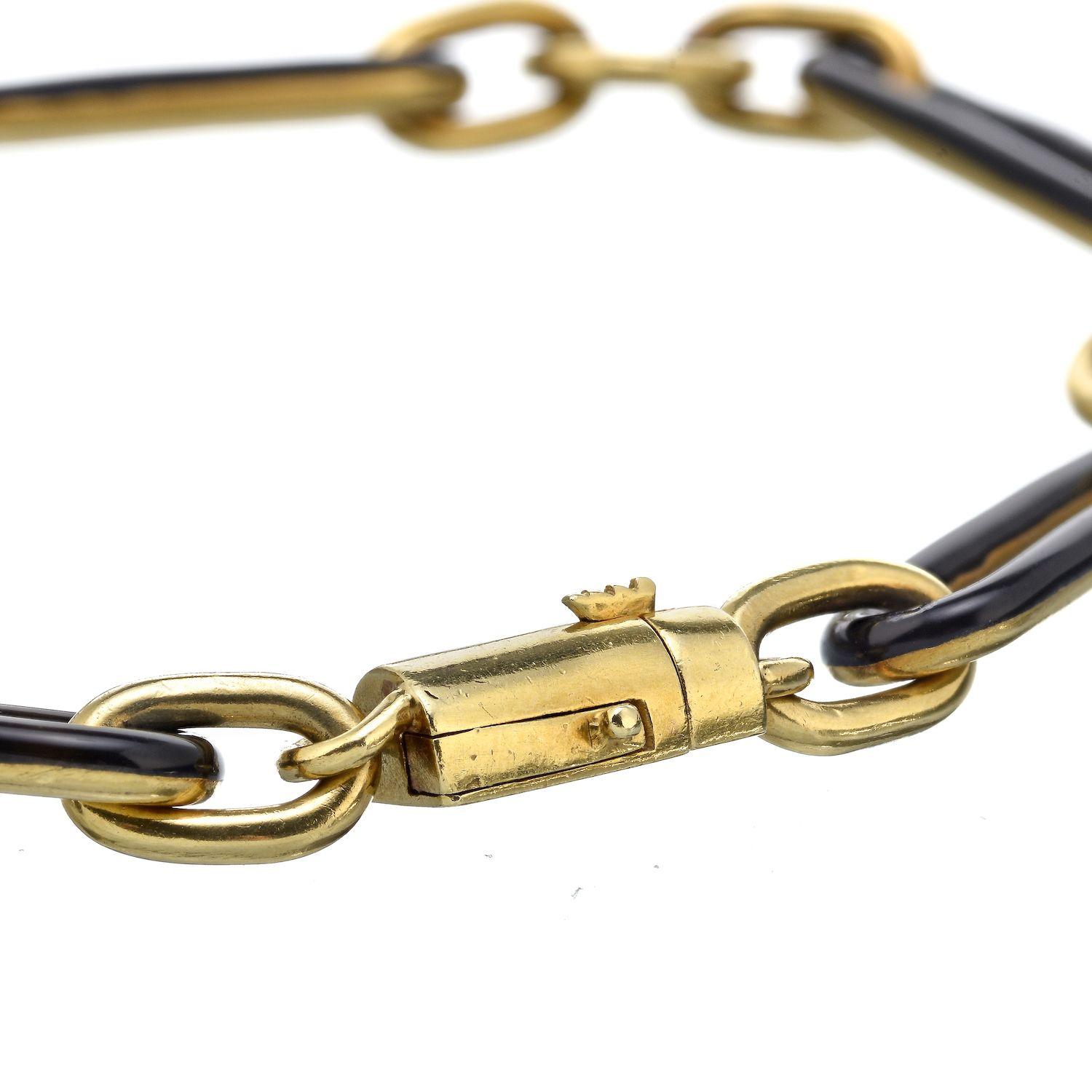 Modern David Webb Large Topaz and Diamond Pendant on a Black Enamel Link Necklace For Sale