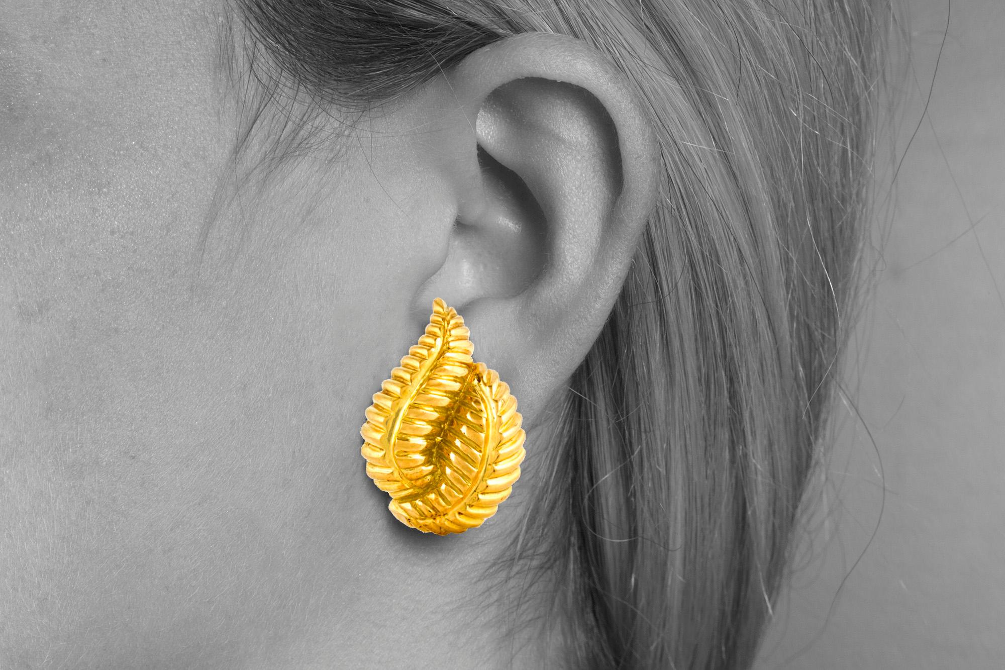 Women's David Webb Leaf Earrings