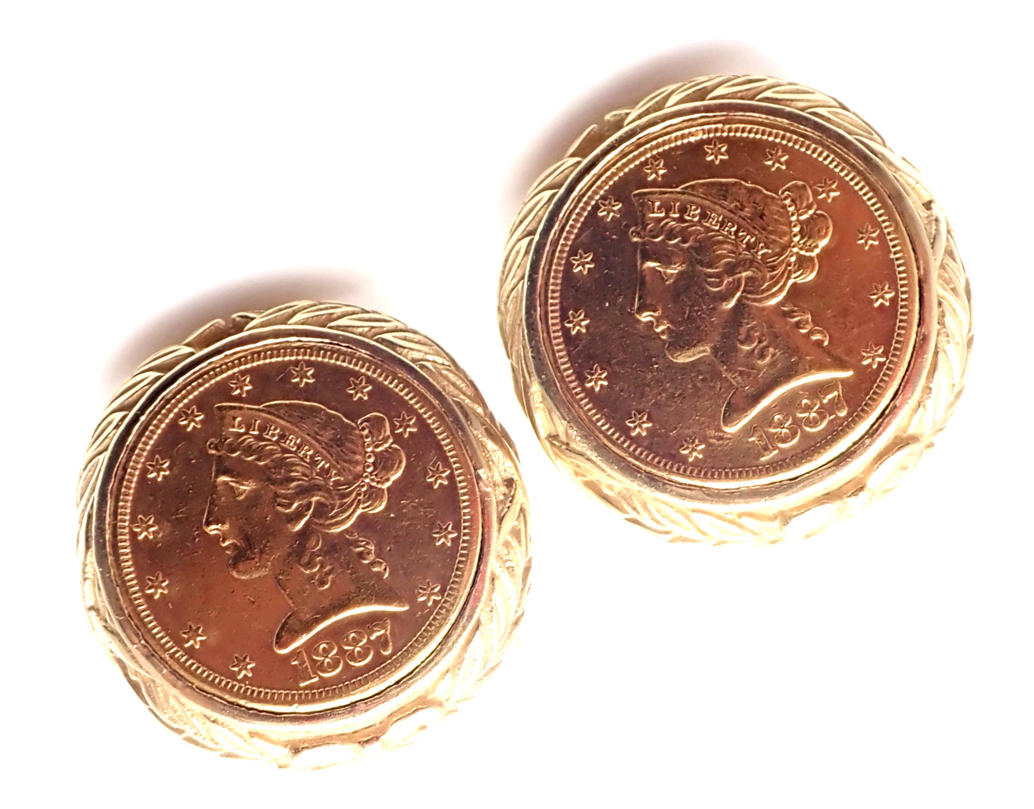 David Webb Liberty Coin Large Yellow Gold Cufflinks 7