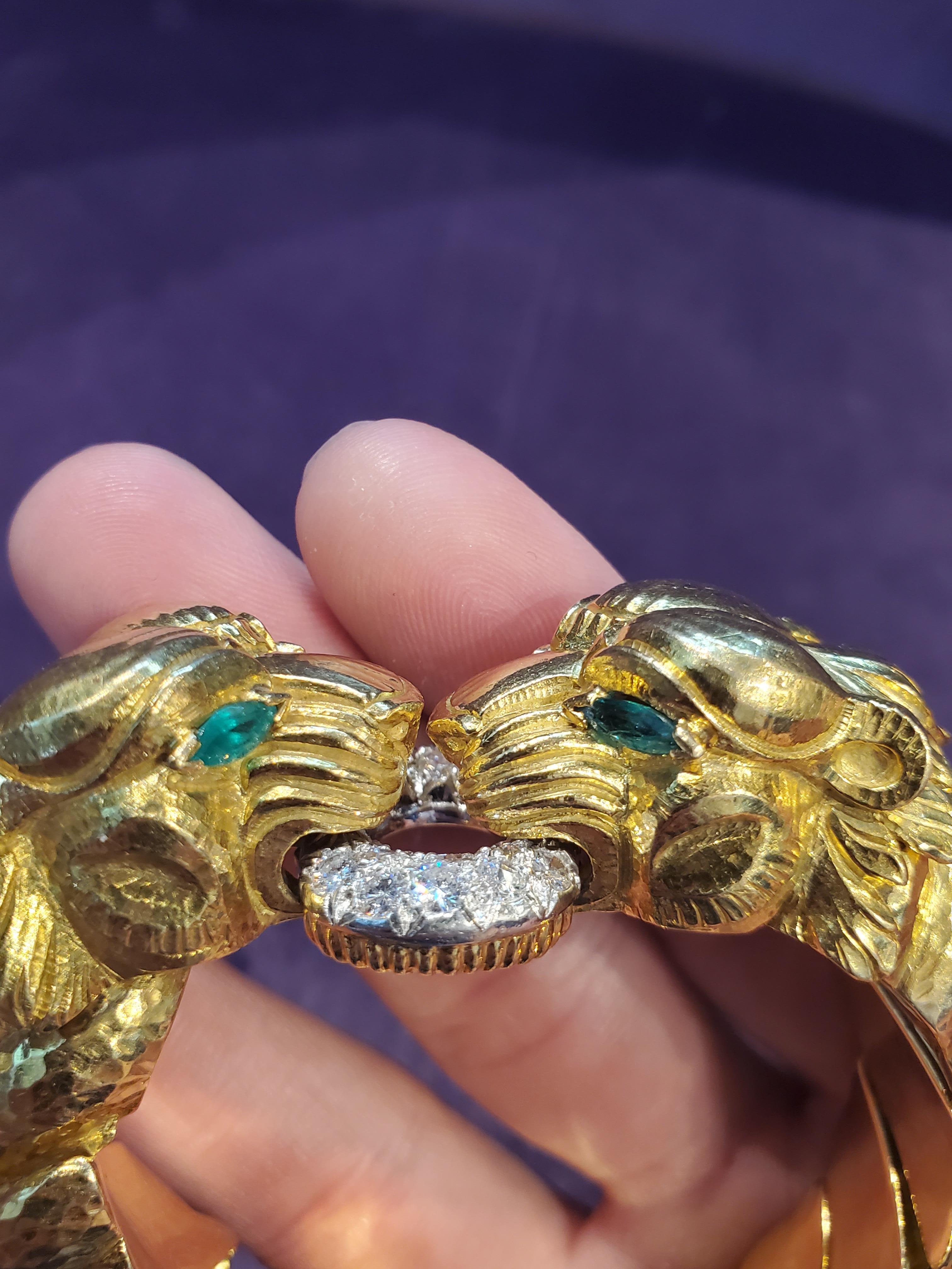 David Webb Lion Emerald Diamond & Gold Bracelet 1