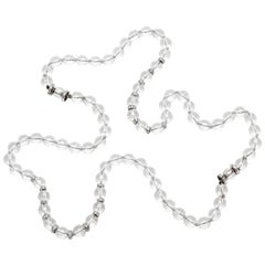 David Webb Long Crystal and Diamonds Necklace