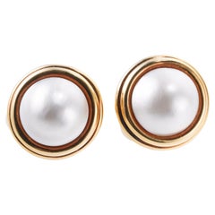 David Webb Mabe Pearl Gold Large Earrings