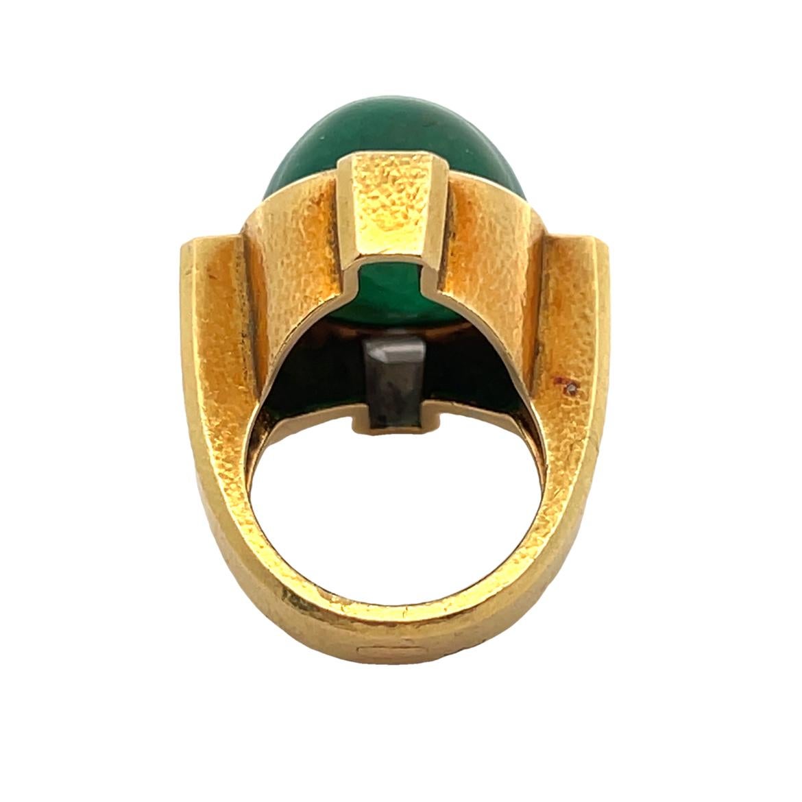 David Webb Men's Emerald and Diamond Ring For Sale 5