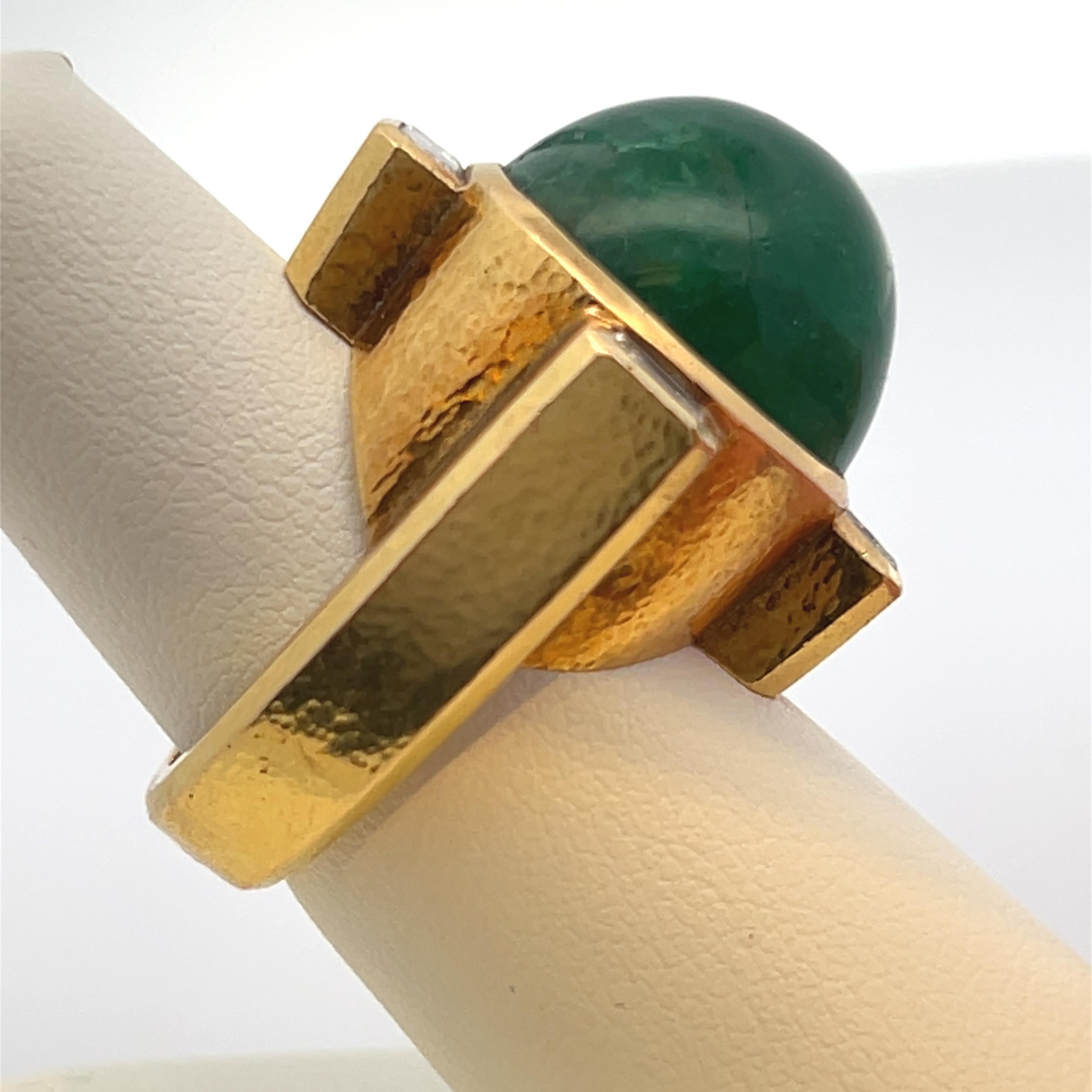 David Webb Men's Emerald and Diamond Ring For Sale 6