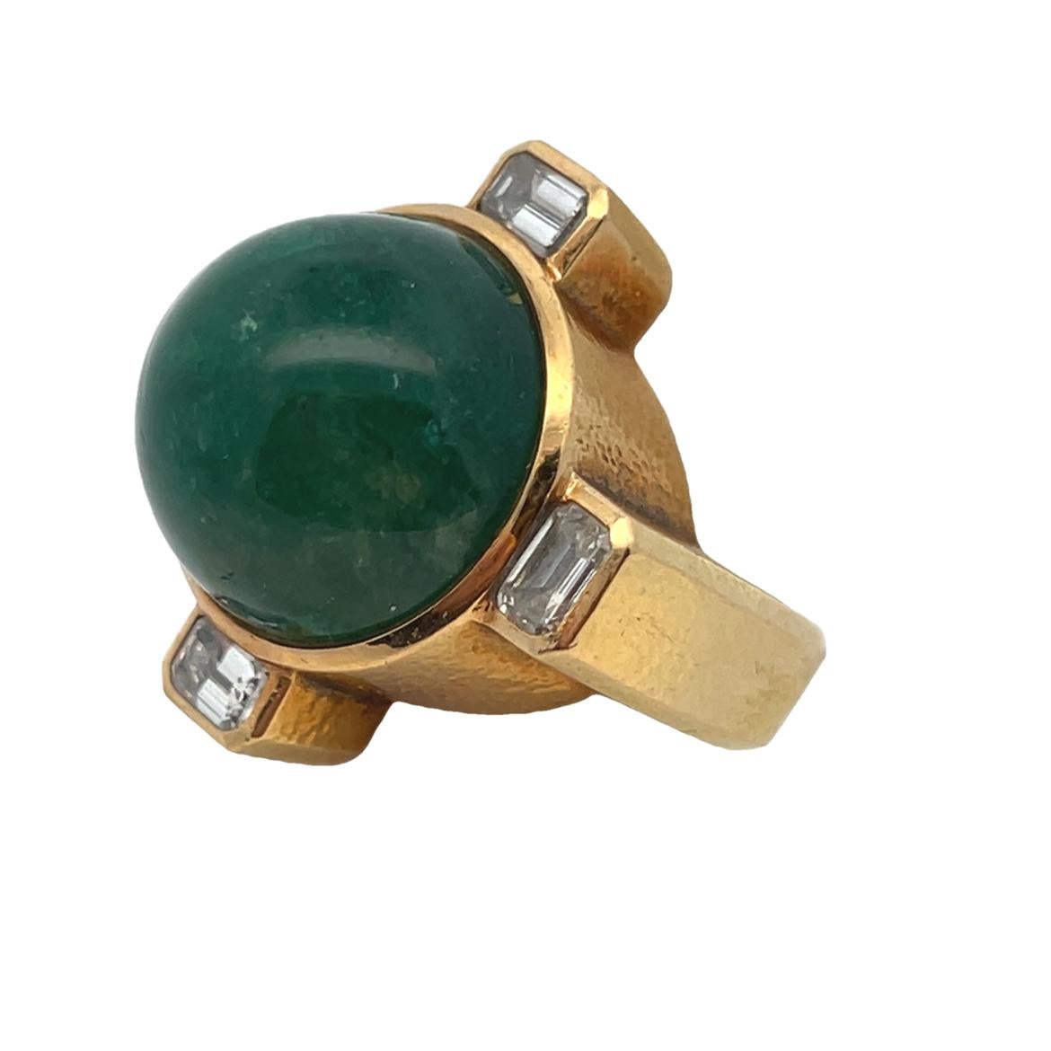 David Webb Men's Emerald and Diamond Ring For Sale 7