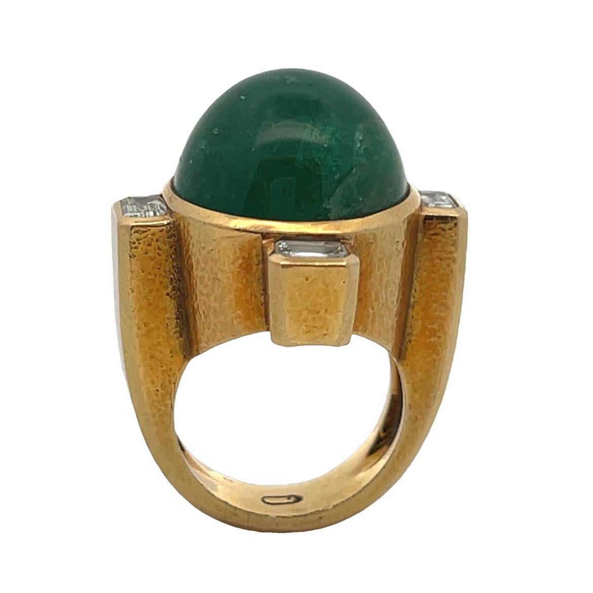 David Webb Men's Emerald and Diamond Ring For Sale 8
