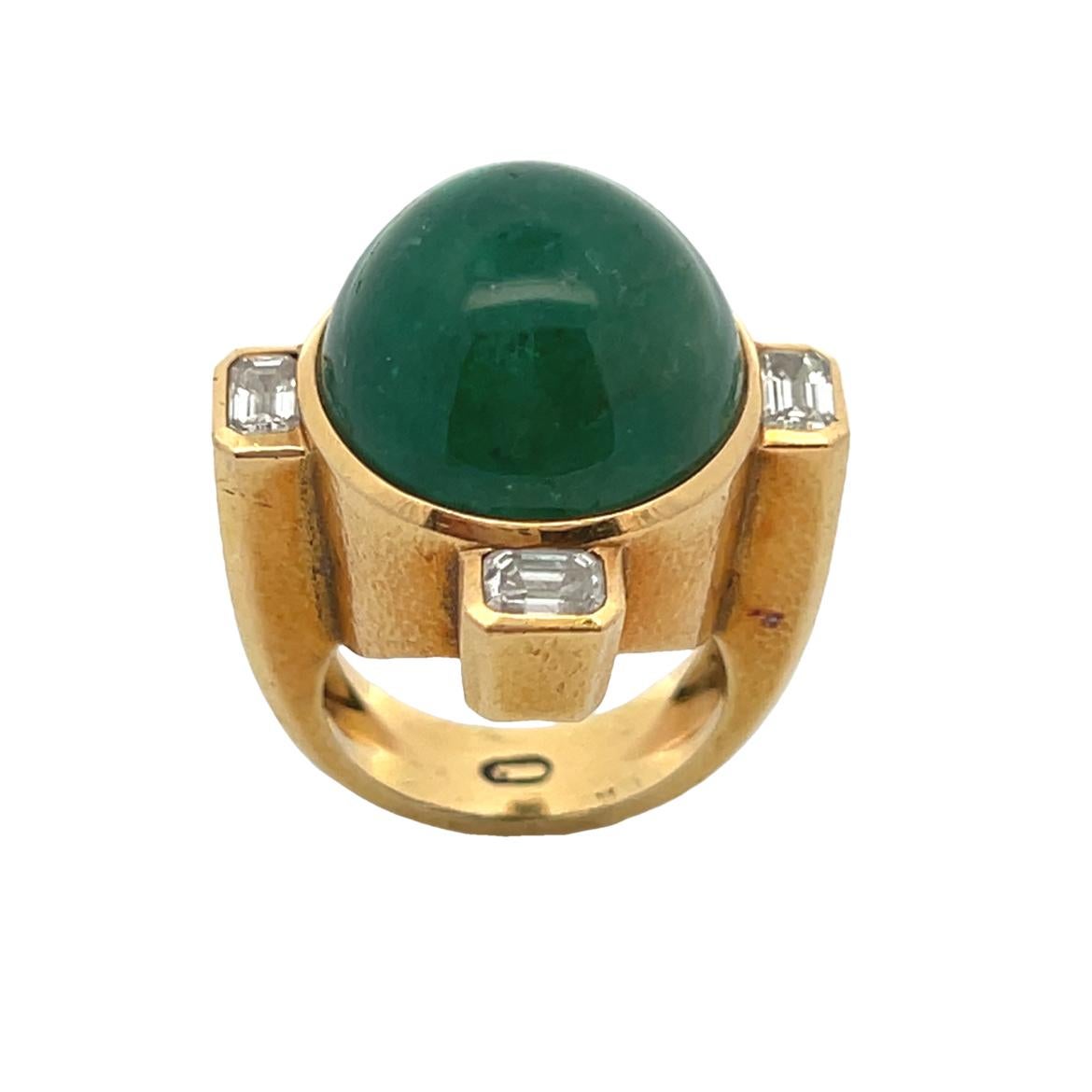 David Webb Men's Emerald and Diamond Ring For Sale 9