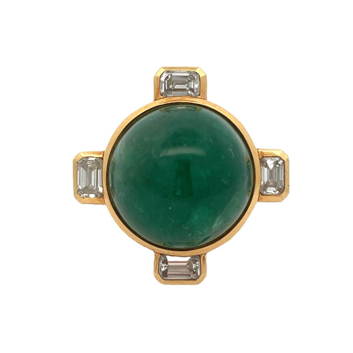 David Webb Men's Emerald and Diamond Ring For Sale 2