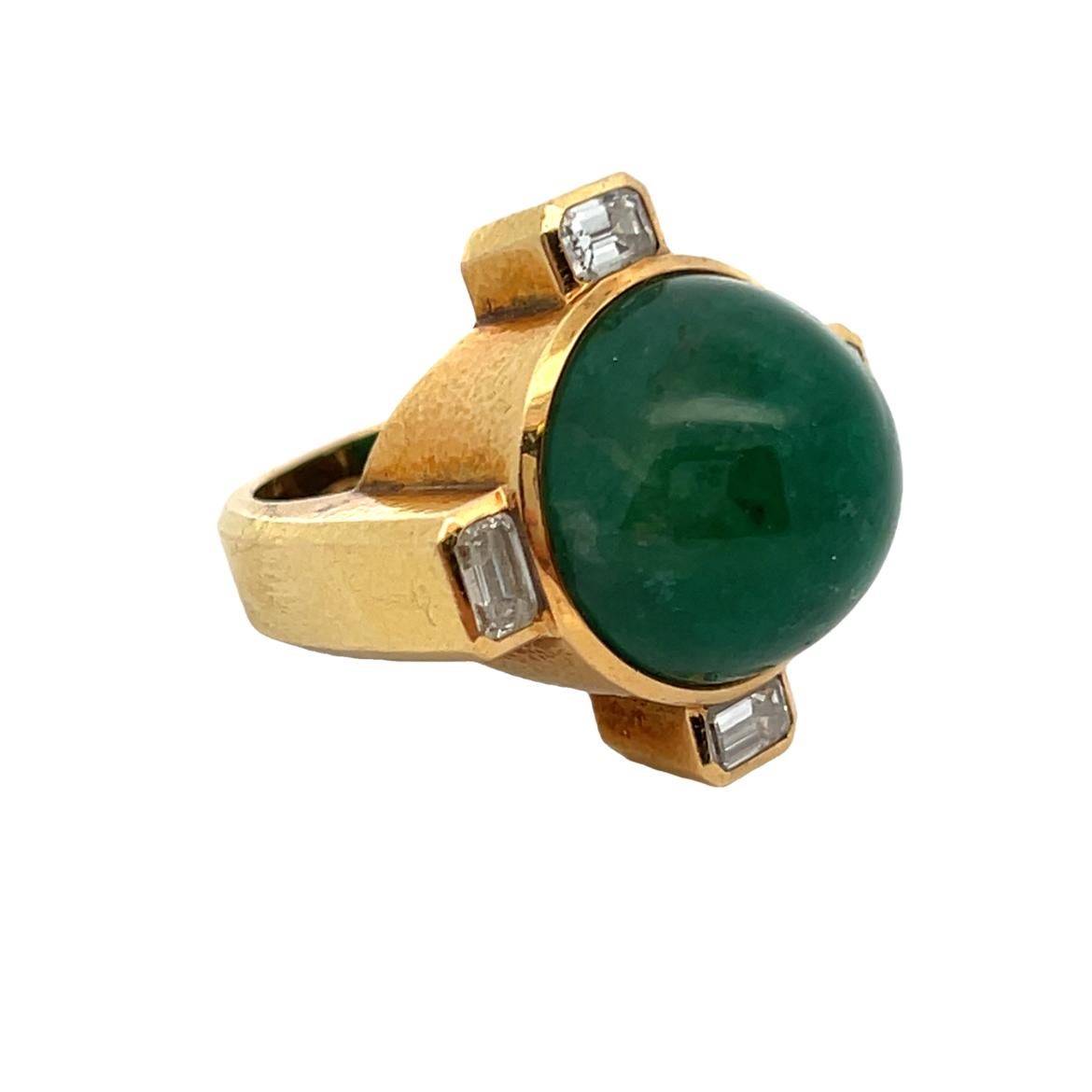 David Webb Men's Emerald and Diamond Ring For Sale 3