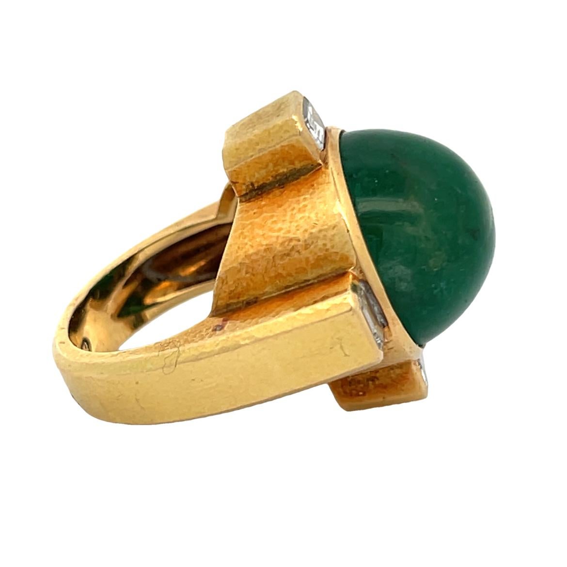David Webb Men's Emerald and Diamond Ring For Sale 4