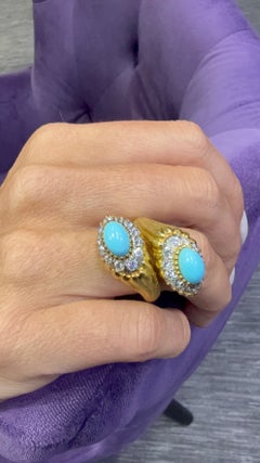 Bague « Crossover » « Mont Olympe » en turquoise et diamants de David Webb