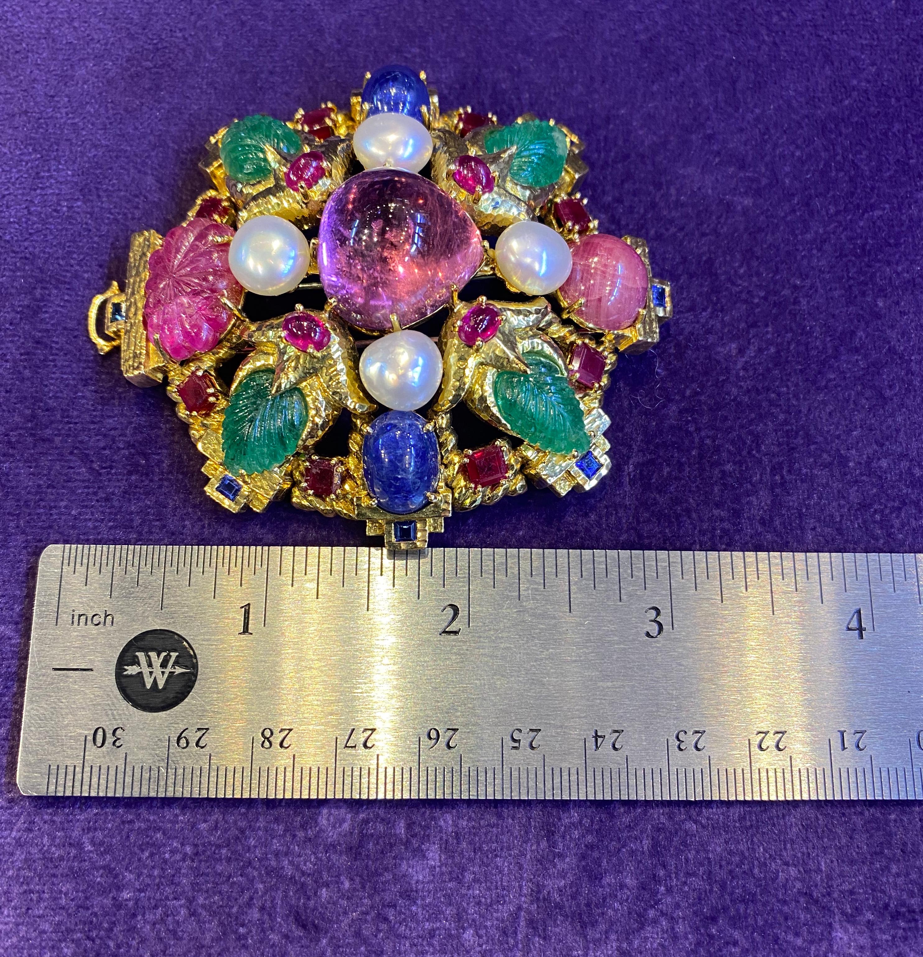 David Webb Multi Gem Pendant Brooch 1