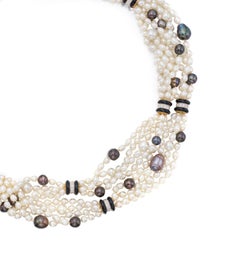 David Webb Multi-Strand Pearl Diamond Long Necklace