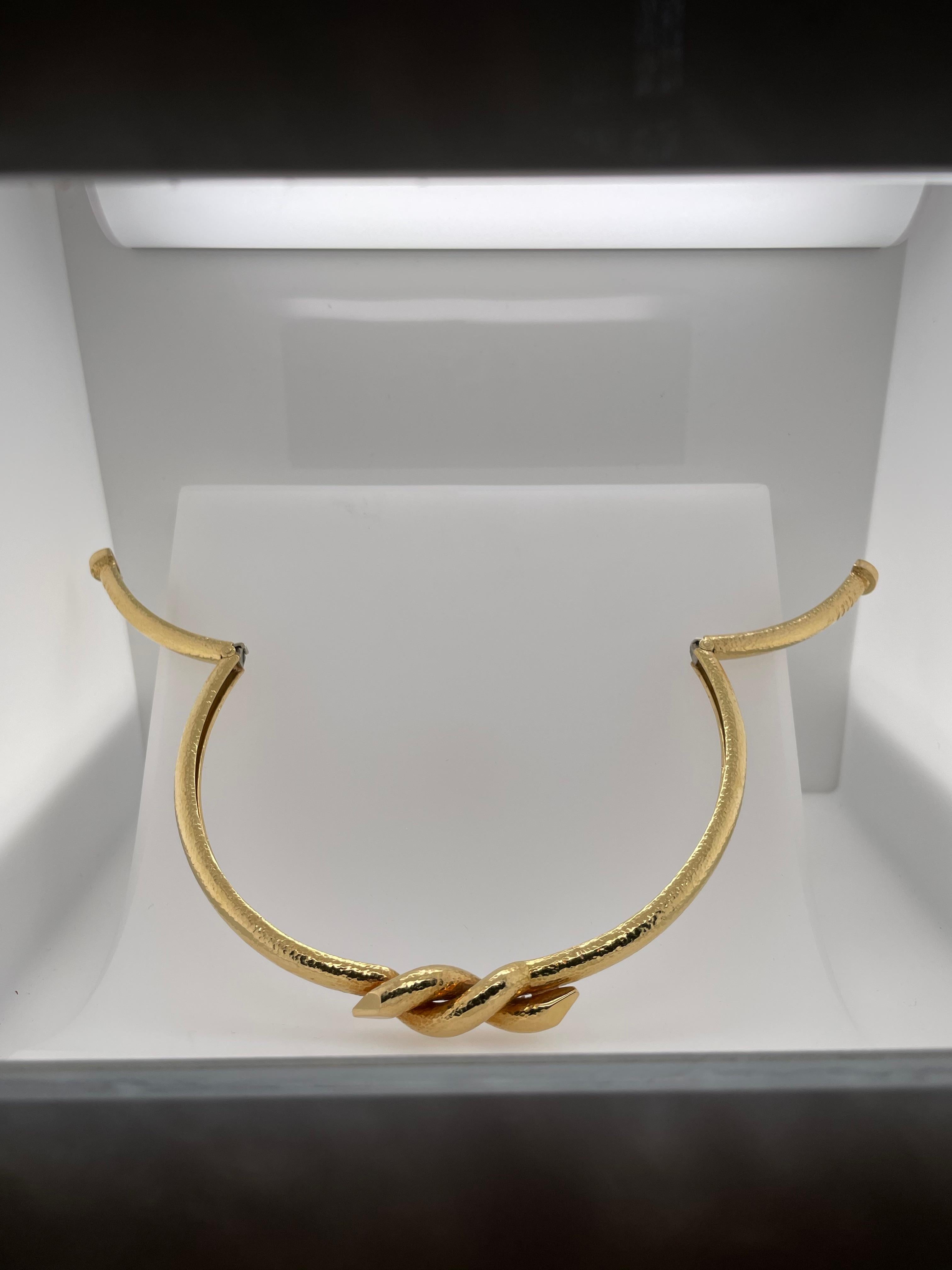 Stunning 18K Yellow Gold Twisted Nail choker from the famous house of David Webb.  This rare and sought after peice is currently available from the House of David Webb, Nail Collection.  The hand crafted piece is solid 18K Yellow Gold in his