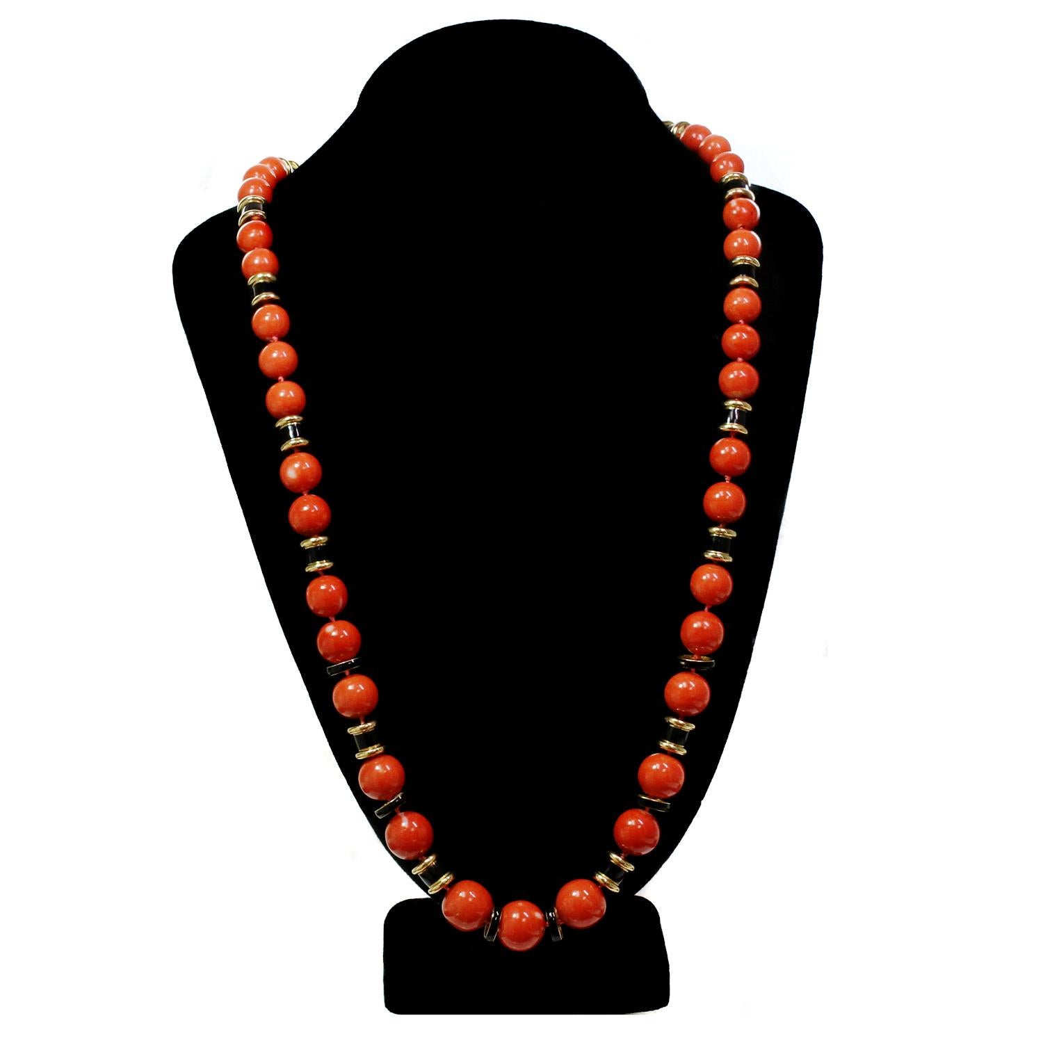 coral beads necklace gold