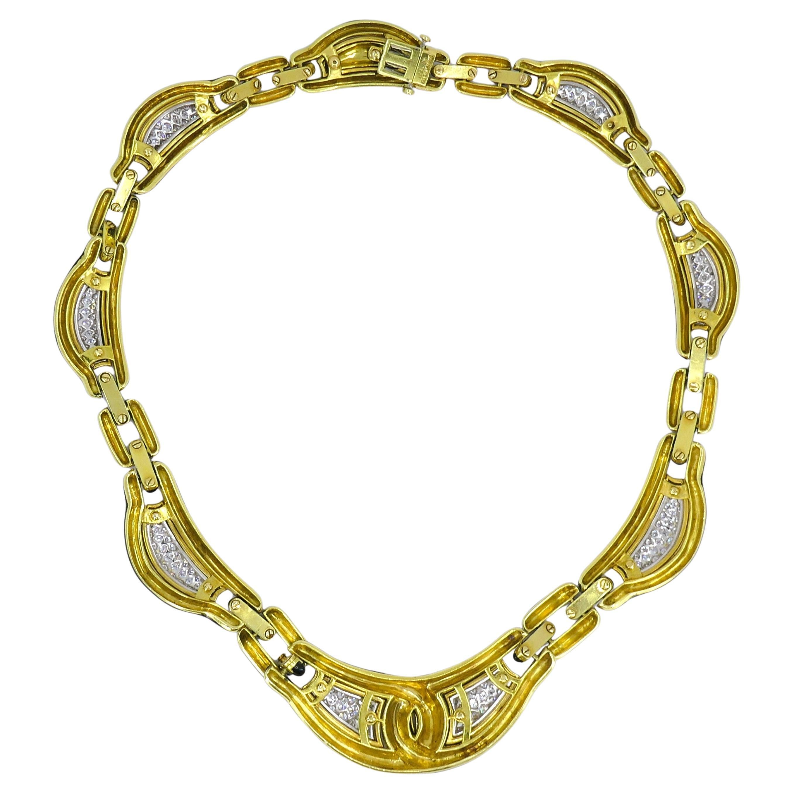 David Webb Necklace Diamond Gold Black Enamel Vintage Estate Jewelry Pour femmes en vente