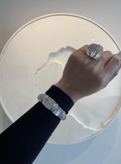 David Webb New York Bombe Rock Quartz Bracelet Cuff Platinum 5.28 Cts Diamonds