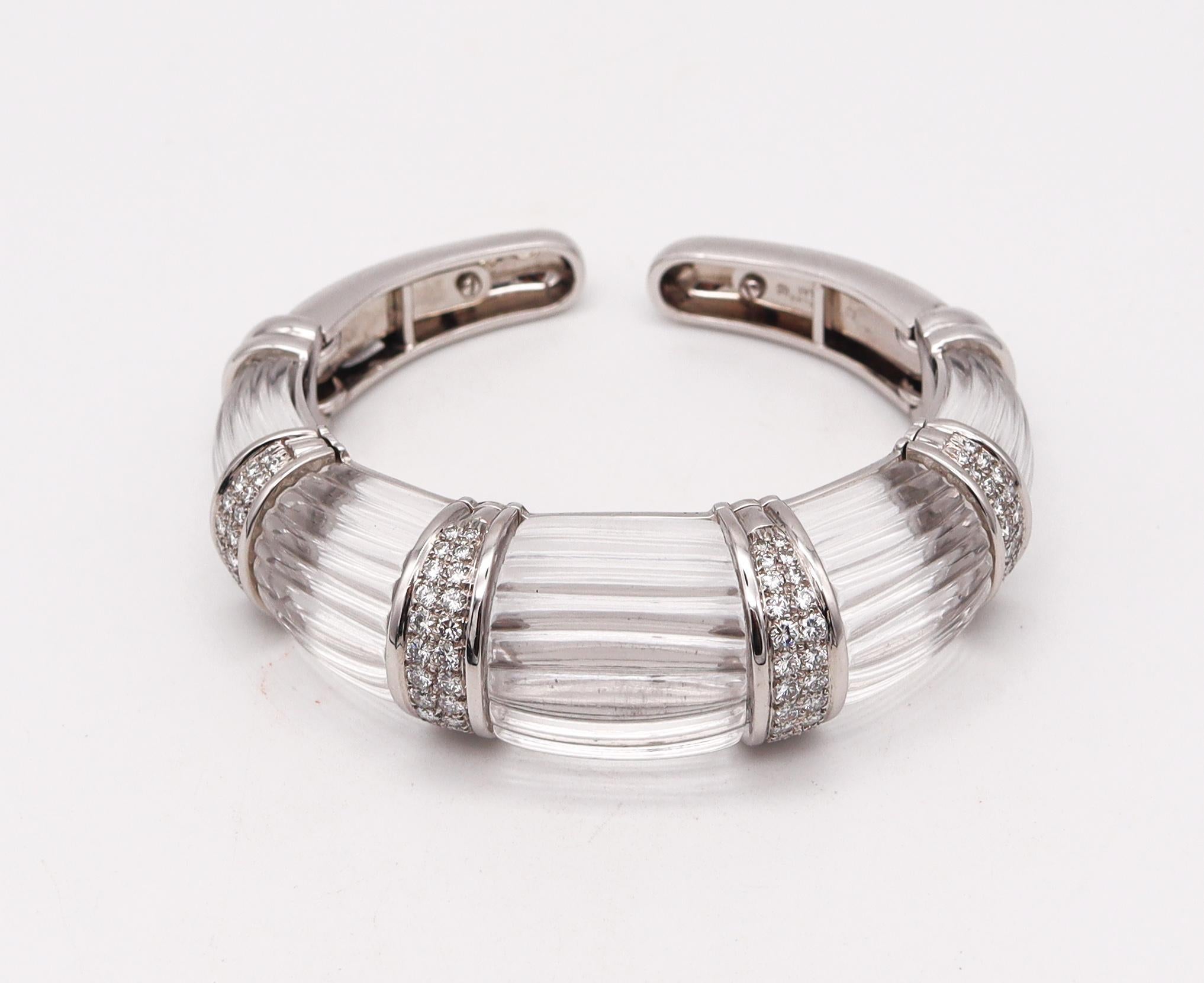 David Webb New York Bombe Rock Quartz Bracelet Cuff Platinum 5.28 Cts Diamonds For Sale 1