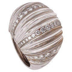 David Webb New York Bombe Rock Quartz Cocktail Ring Platinum 3.92 Cts Diamonds