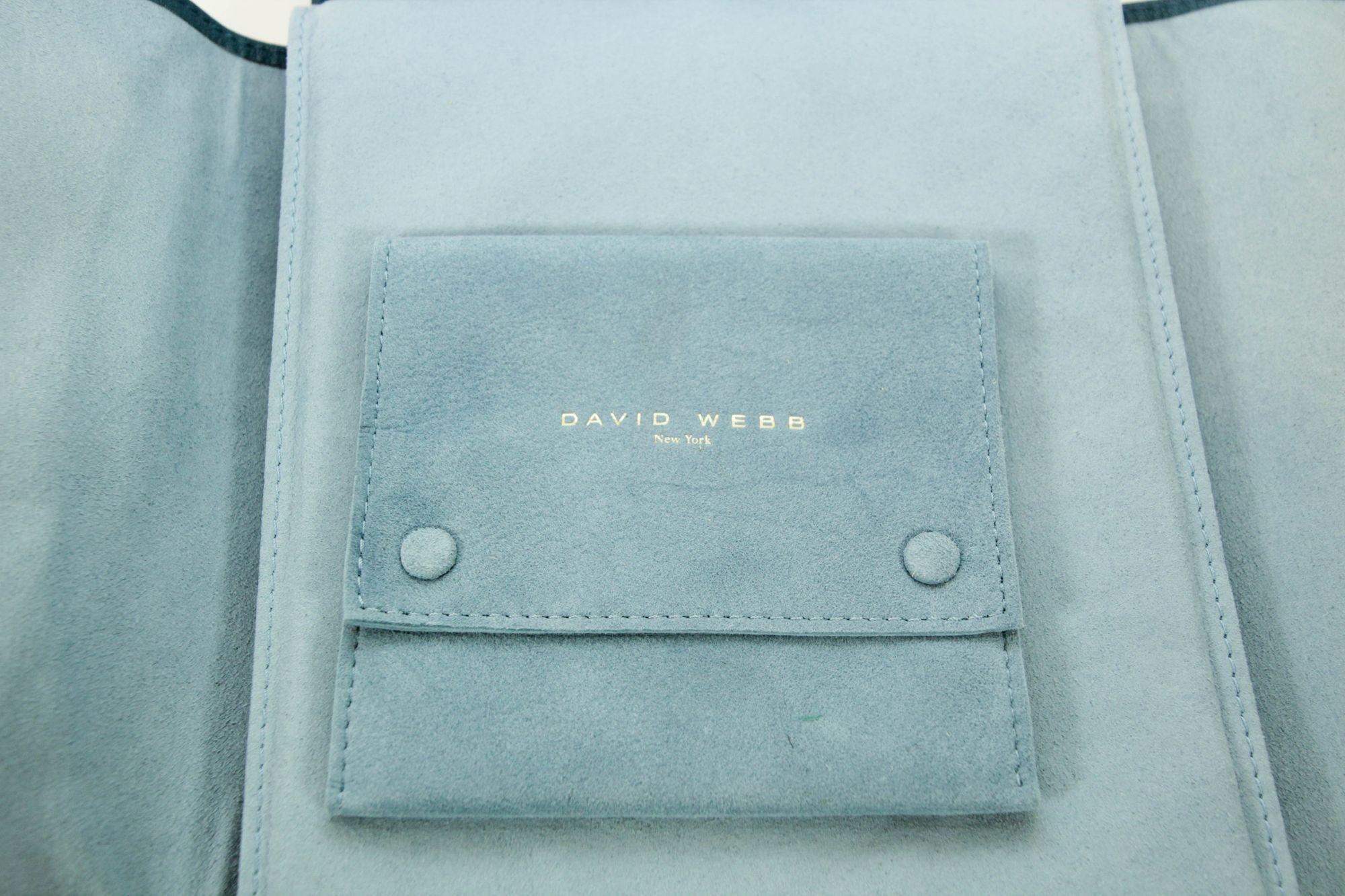 Post-Modern DAVID WEBB New York Jewelry Storage Travel Pouch in Blue Leather and Suede