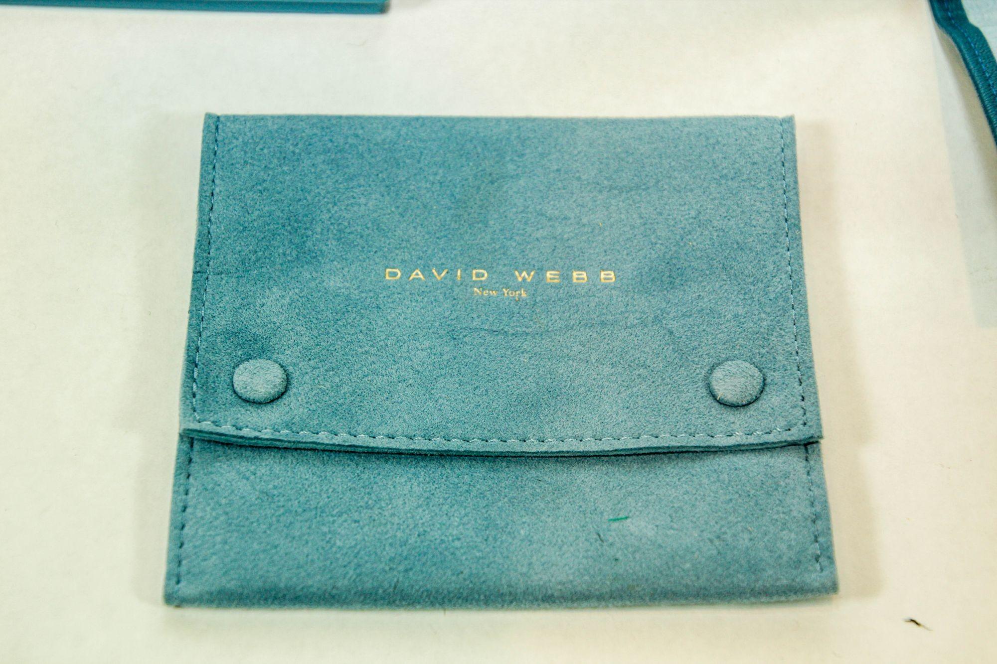 American DAVID WEBB New York Jewelry Storage Travel Pouch in Blue Leather and Suede
