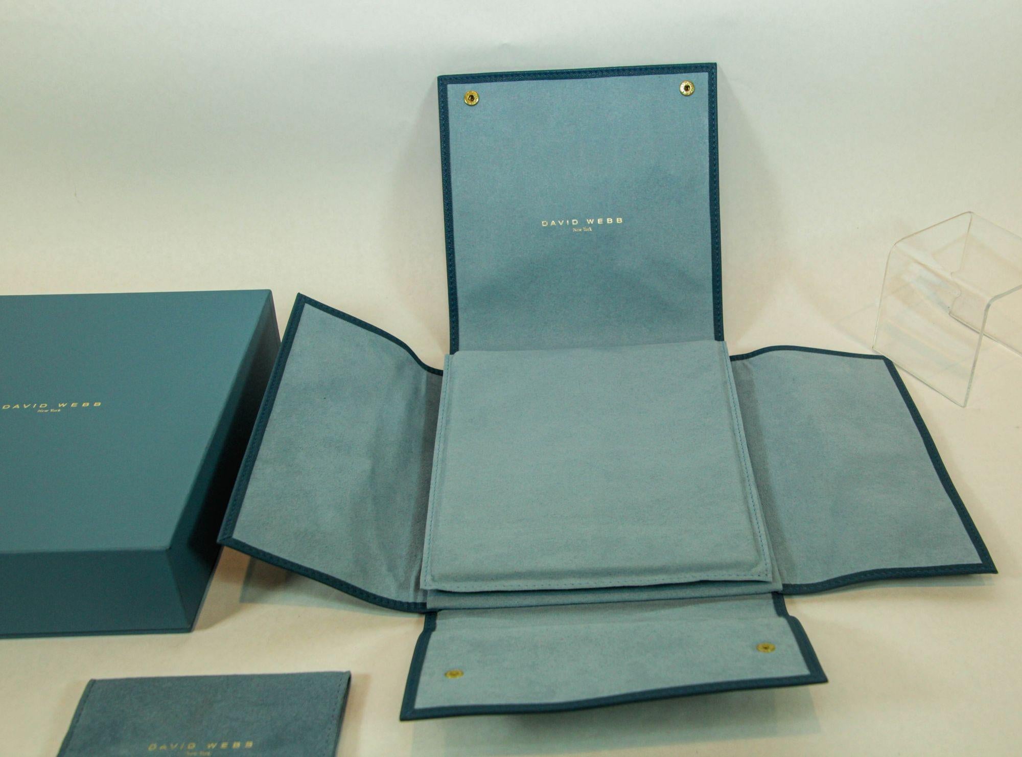 Hand-Crafted DAVID WEBB New York Jewelry Storage Travel Pouch in Blue Leather and Suede