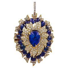 David Webb Opal Diamond Sapphire Brooch/Pendant