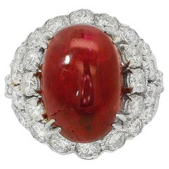 David Webb Bague cocktail cabochon ovale rubis et diamants