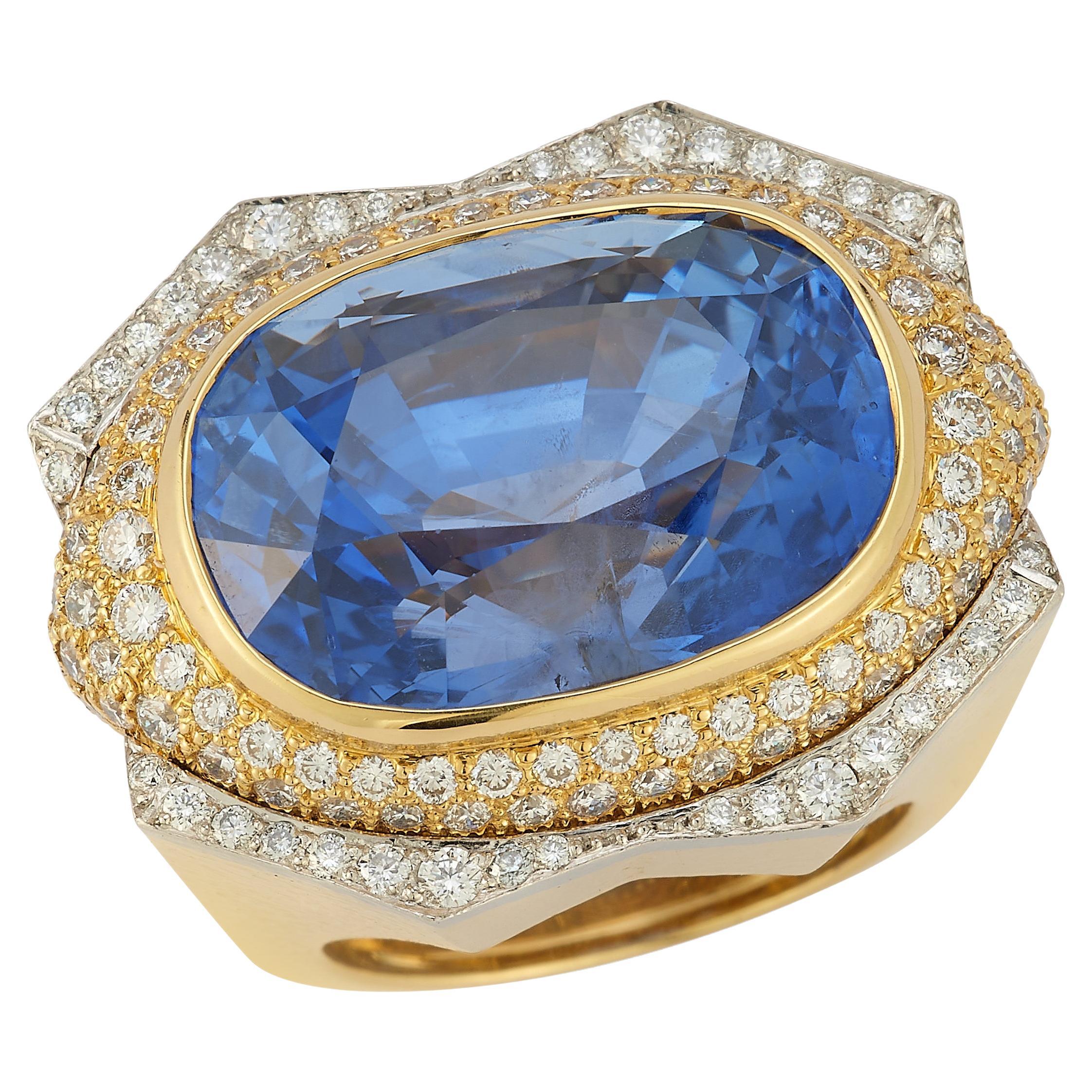 David Webb Oval Cut Sapphire Men's Ring