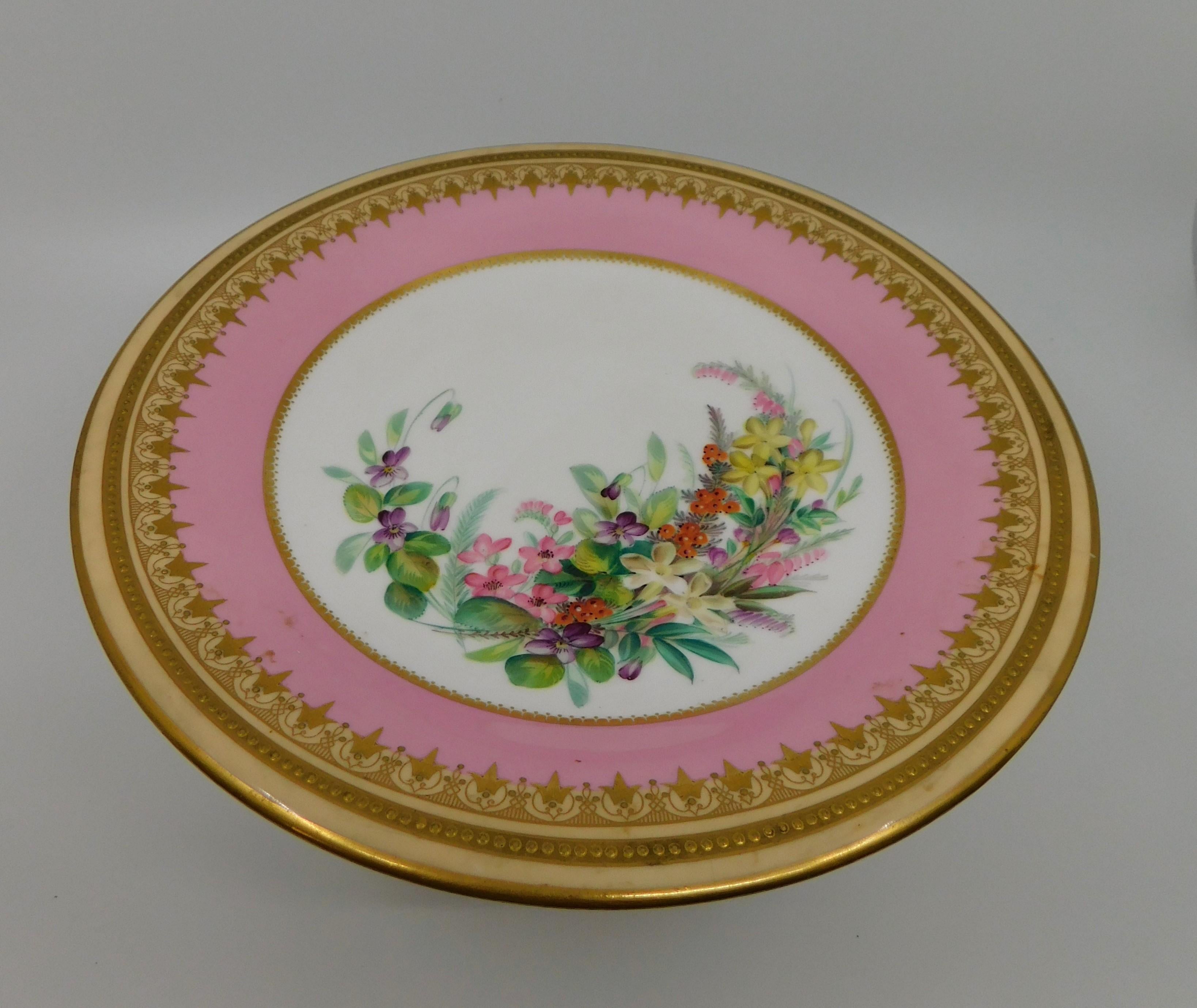 19th Century English Royal Worcester 11 Piece Hand-Painted Dessert Service Set 6