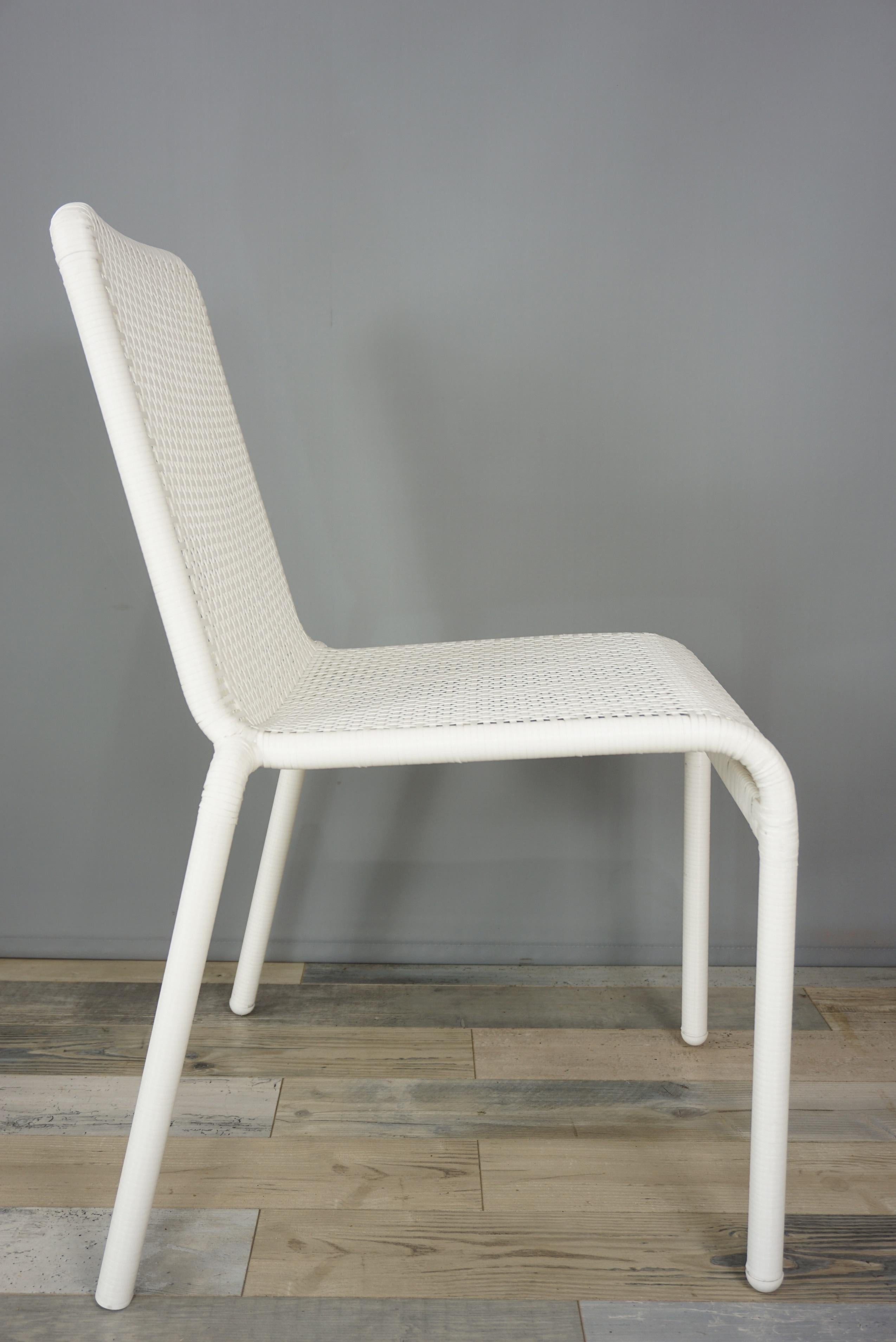 French Design White Braided Resin Chair 3