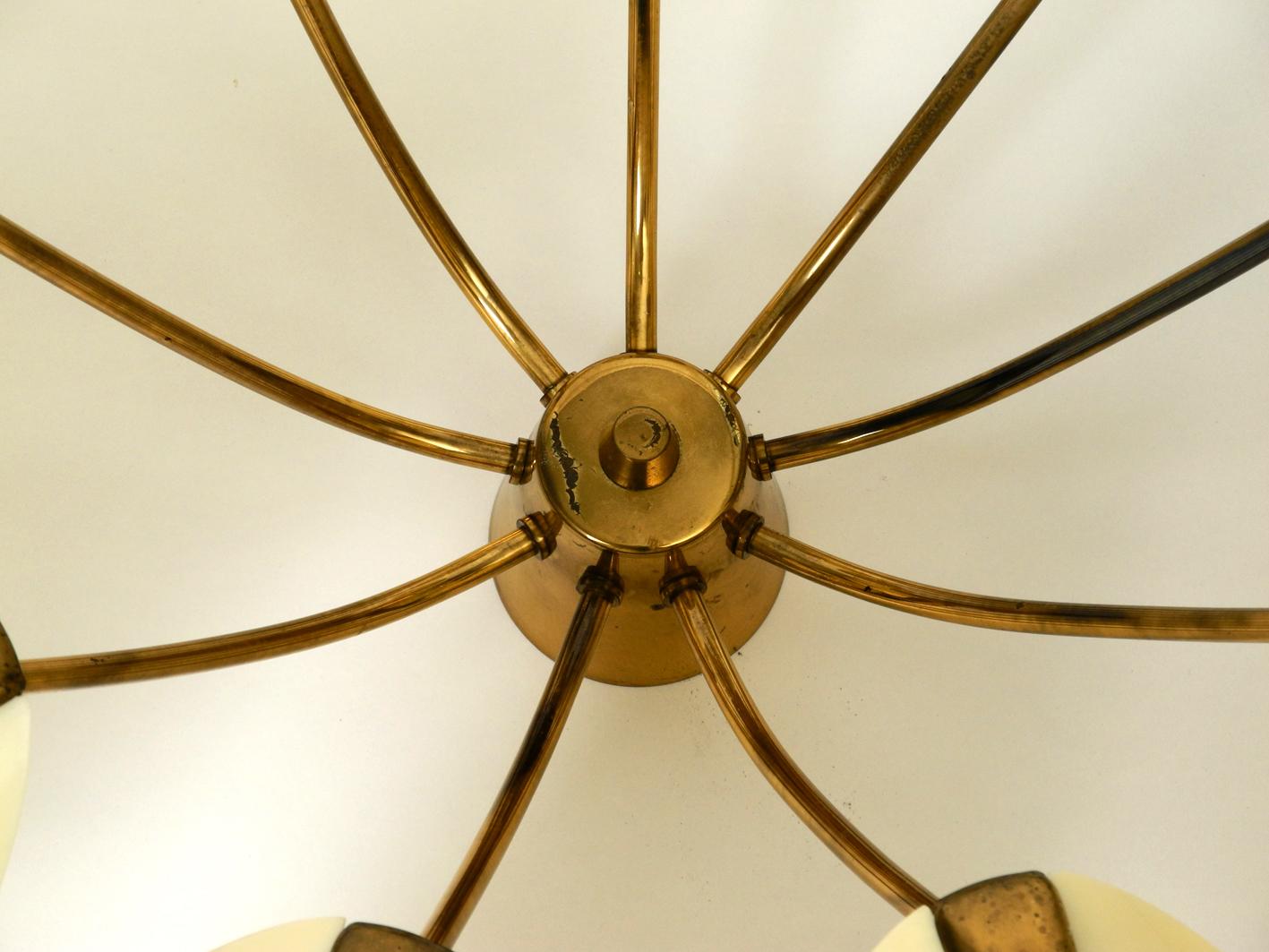 Gigantic Nine-Armed, Very Rare Midcentury Brass Chandelier 4