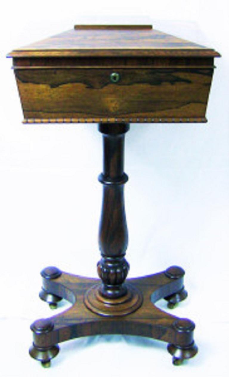 Hardwood Early 19th Century British William IV Teapoy Attributed to Gillows