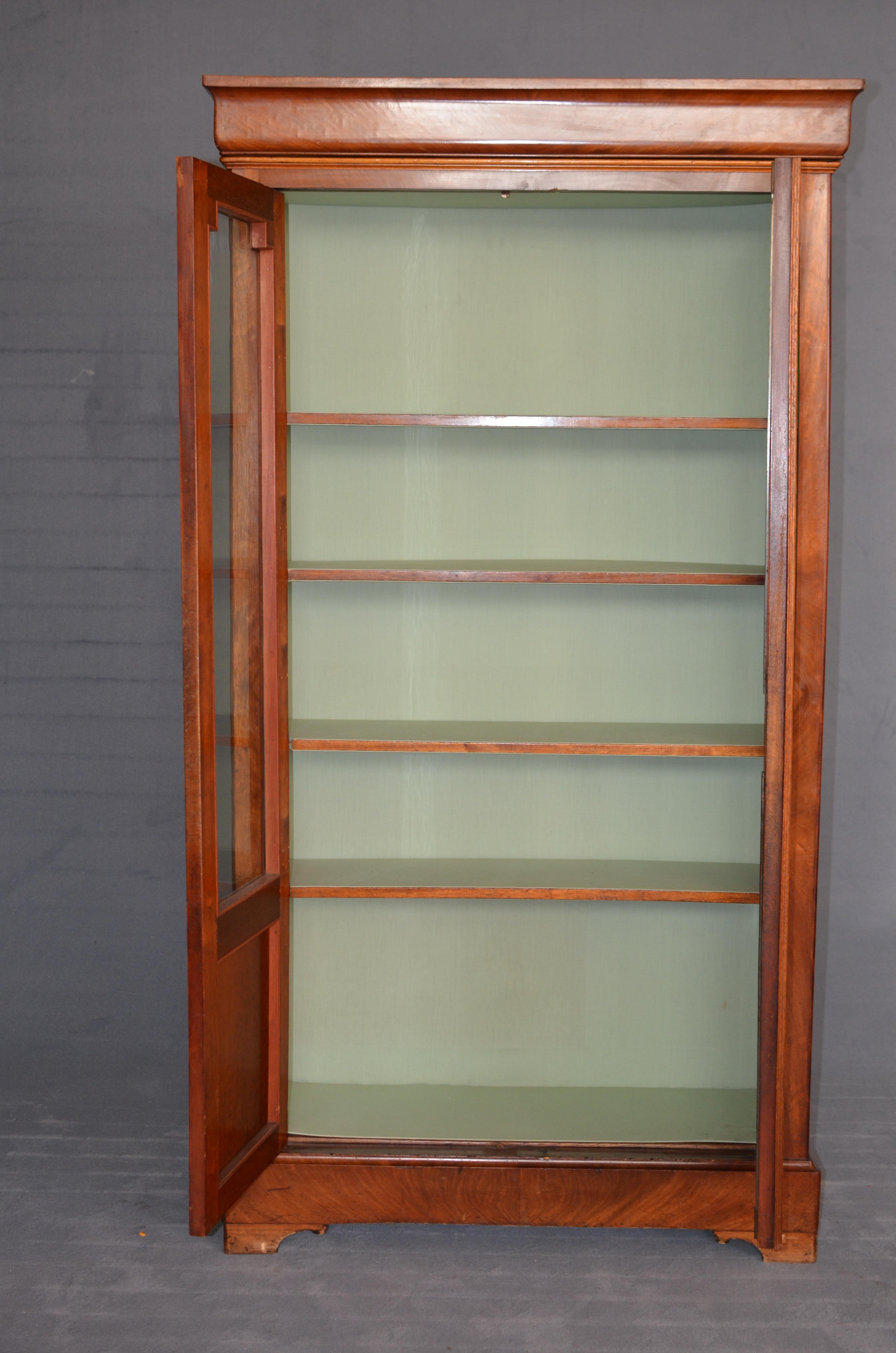 19th Century Rectangular French Bookcase in Louis Philippe Style, Walnut, 1950s For Sale 7