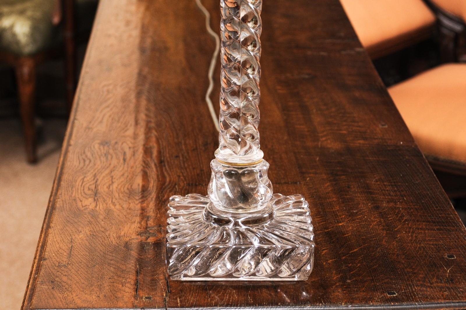 French Baccarat Crystal Twisted Column Lamp, circa 1900 5